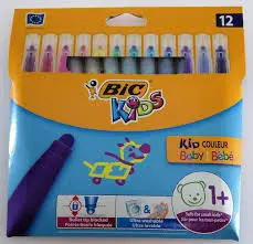 [205516] Feutre De Coloriage BIC KIDS XL Ultra-Lavable Pochette de 12 Couleurs