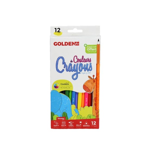 [37211] Crayons De Couleur GOLDEN Boite De 12