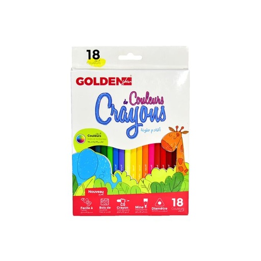 [37214] Crayons De Couleur GOLDEN Jungle Boite De 18
