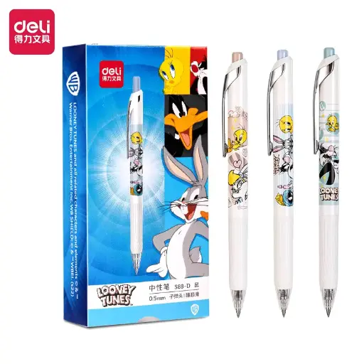 [SA160] Stylo Gel Effaçable DELI 0.5mm LOONEY TUNES Bleu
