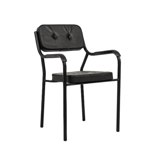 [TCK02L] Chaise visiteur en simili cuir piètement chromé 