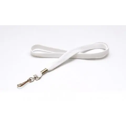 [1437210] Cordon Pour Porte Badge EVOLIS 12mm en Polyester Blanc avec Attache