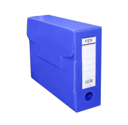 [22251-3] Boite d'archive FABS en PP Alvéolaire Bleu dos 100mm avec étiquette autocollante