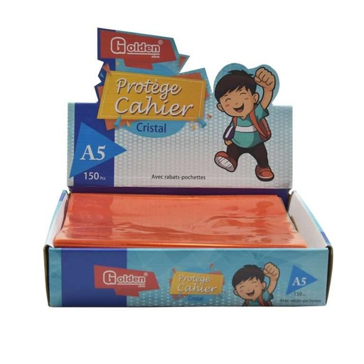 [41038] Protège Cahier GOLDEN Cristal A5 PF Orange
