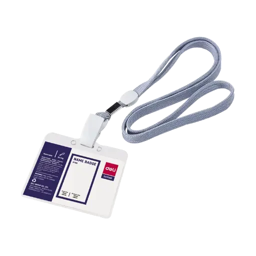 [5756] Porte Badge DELI Horizontal 95x68mm en PVC Transparent avec Cordon