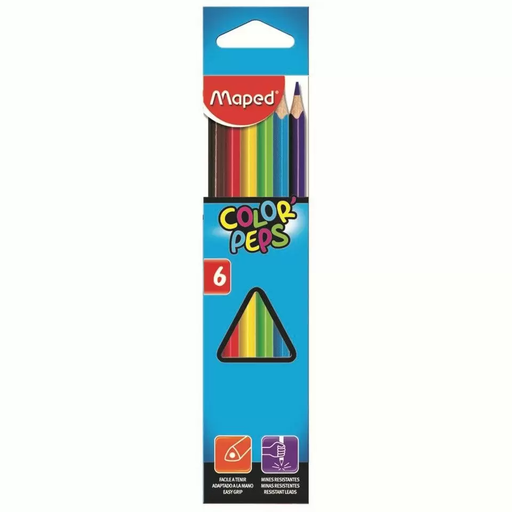 [832002] Crayons De Couleur MAPED Color'Peps Boite de 06