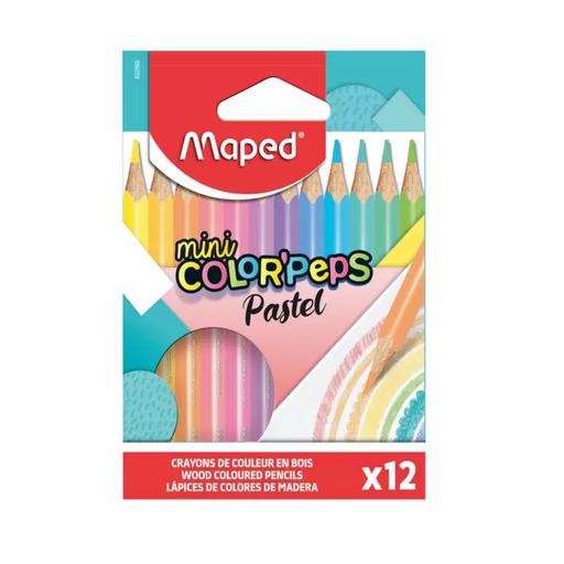 [832569] Crayons De Couleur MAPED Color'Peps Pastel Boite De 12 Mini