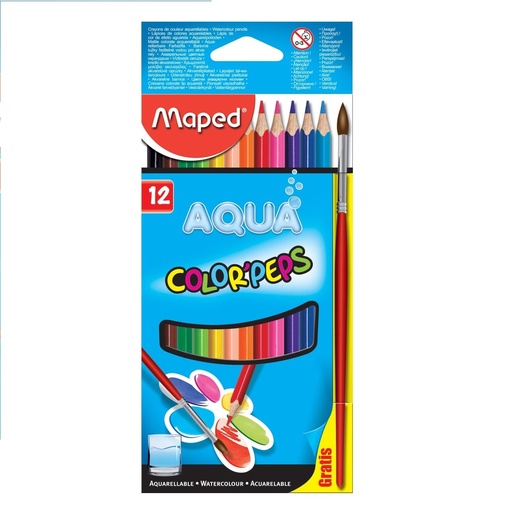[836011] Boite Métallique De 12 Crayons Aquarelle LET'S Color Up avec Pinceau