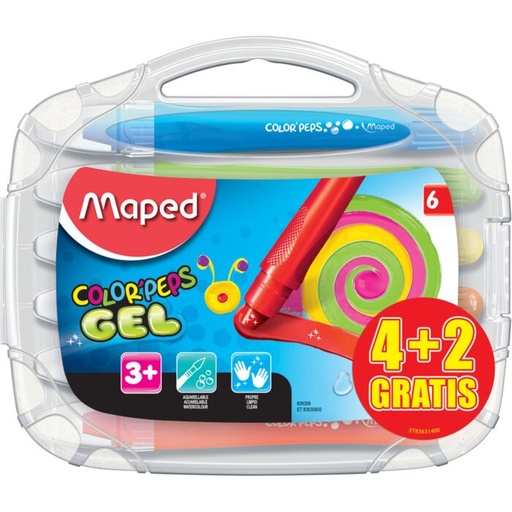 [836314] Stylos Gel MAPED Color'Peps Multi-Couleurs Boite de 06
