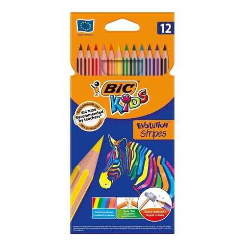 [950522] Crayons De Couleur BIC Kids Evolution Stripes Boite De 12