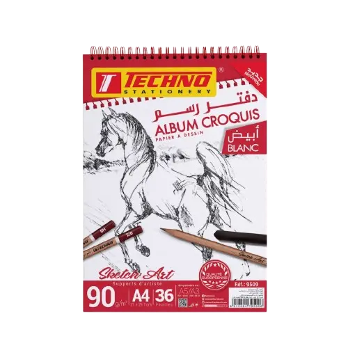 [9509] Bloc de Dessin TECHNO Album Croquis A4 21x29.7cm 36 Feuilles 90g/m² 