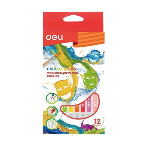 [C00700] Crayons De Couleur DELI Color Emotion Aquarelle Boite De 12