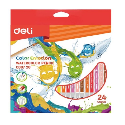 [C00720] Crayons De Couleur DELI Color Emotion Aquarelle Boite De 24