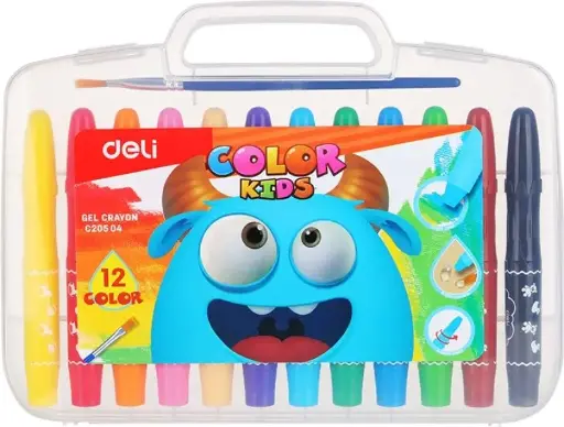 [C20504] Stylo Feutre DELI Color Kids Gel Boite de 12 Couleurs en Mallette PP 