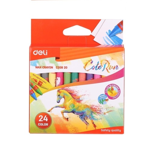 [C20820] Crayons De Couleur En Cire DELI Wax Crayon ColoRun Boite De 24